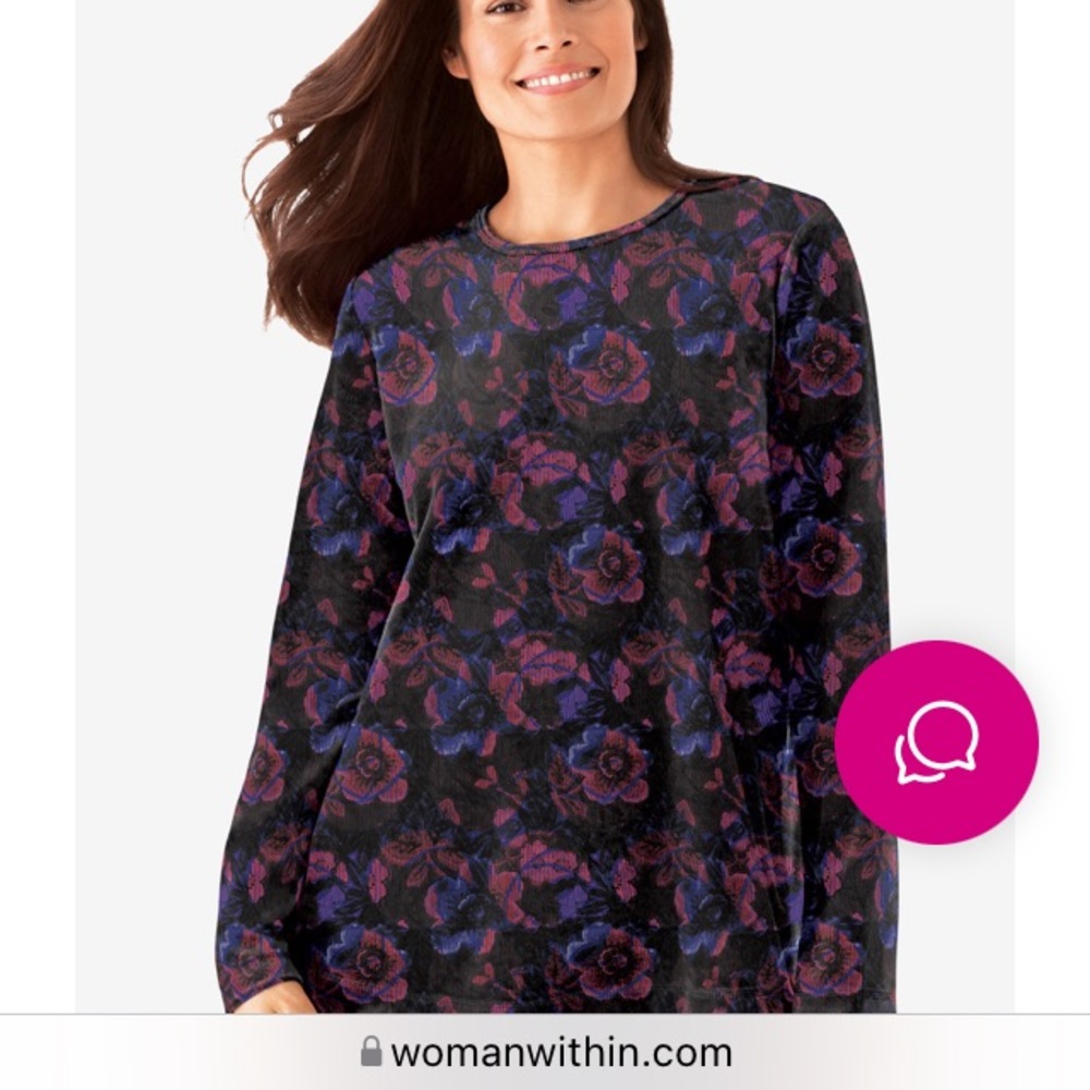 Brand New! Woman Within Velour Sweatshirt 2X